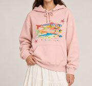 Funny Fish Graphic Hoodie for Women & Men – Fish Friends White Oversized Pullover