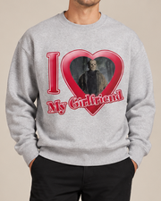 I Love My Girlfriend Horror Movie Crewneck Sweatshirt, Spooky Gothic Halloween Pullover