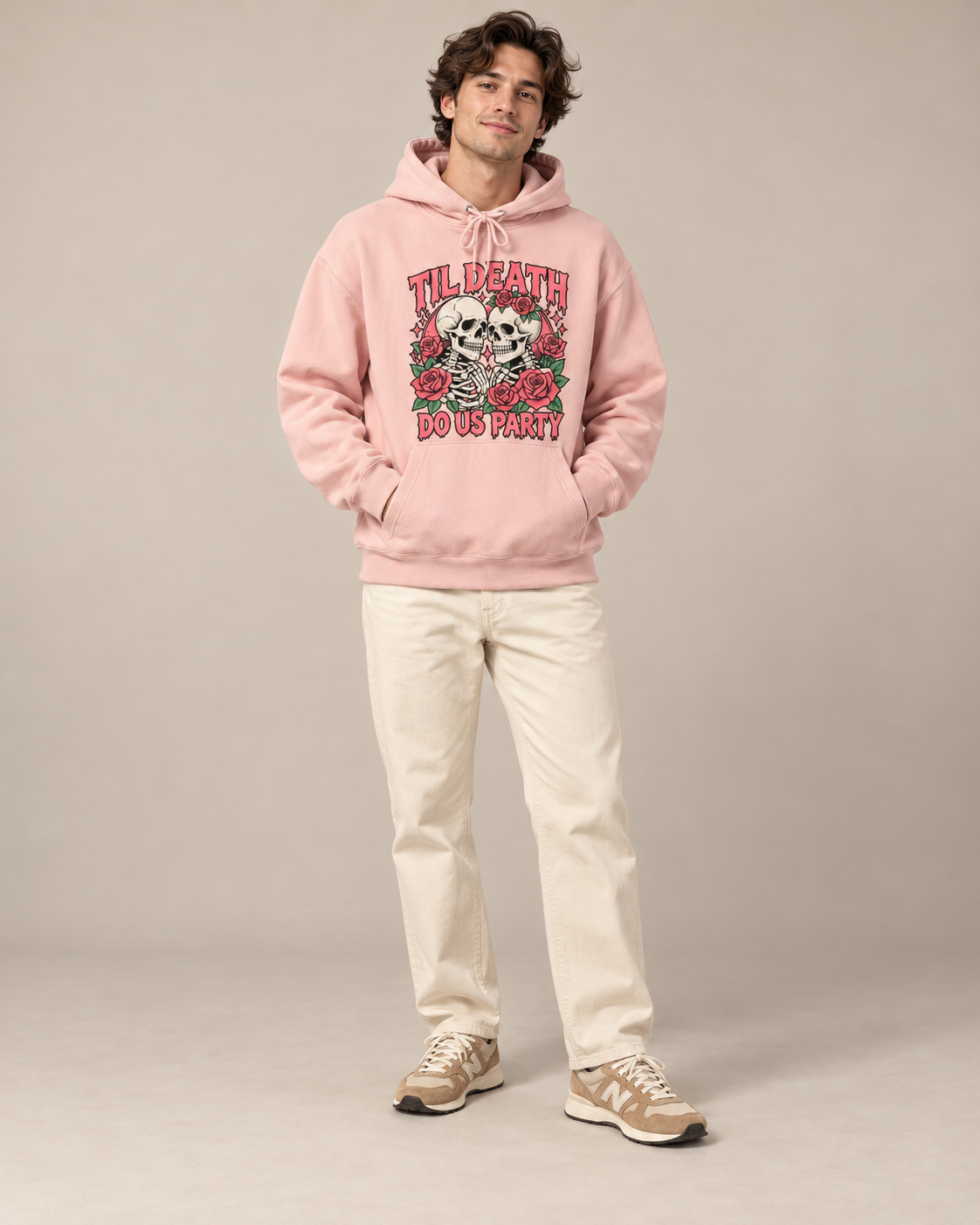 Til Death Do Us Party Skeleton Rose Hoodie, Gothic Halloween Horror Graphic Sweatshirt