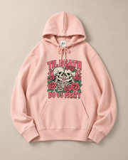 Til Death Do Us Party Skeleton Rose Hoodie, Gothic Halloween Horror Graphic Sweatshirt