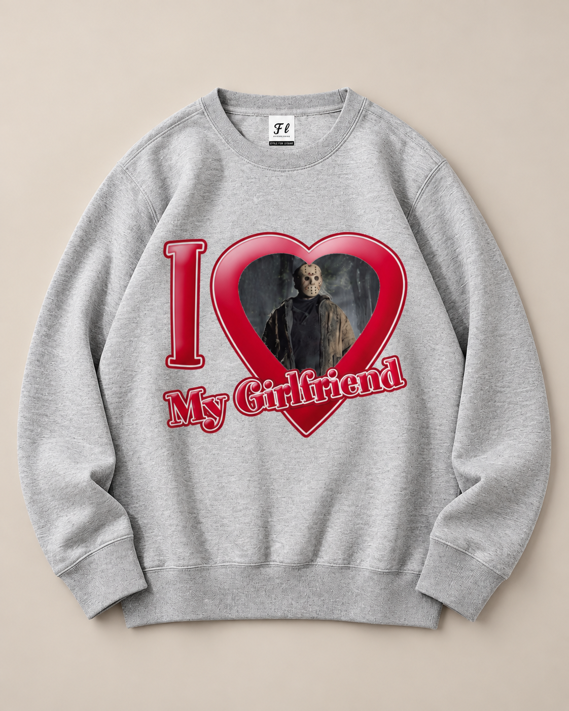 I Love My Girlfriend Horror Movie Crewneck Sweatshirt, Spooky Gothic Halloween Pullover