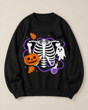 Unisex Halloween Skeleton Pumpkin Ghost Graphic Crewneck Sweatshirt