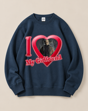 I Love My Girlfriend Horror Movie Crewneck Sweatshirt, Spooky Gothic Halloween Pullover
