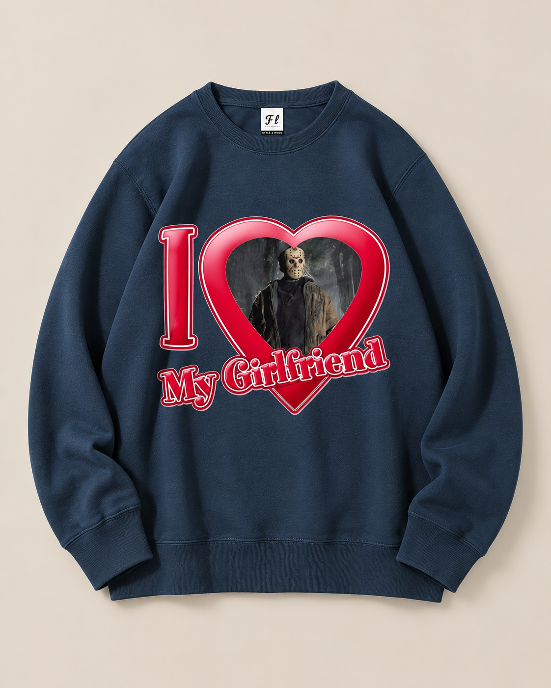 I Love My Girlfriend Horror Movie Crewneck Sweatshirt, Spooky Gothic Halloween Pullover