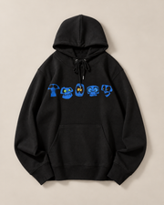 Halloween Horror Face Graphic Hoodie, Spooky Monster Print Pullover Hooded Sweatshirt for Men Women, Fall Casual Streetwear