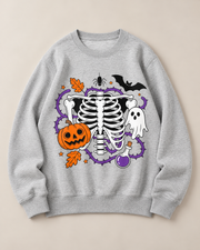 Unisex Halloween Skeleton Pumpkin Ghost Graphic Crewneck Sweatshirt