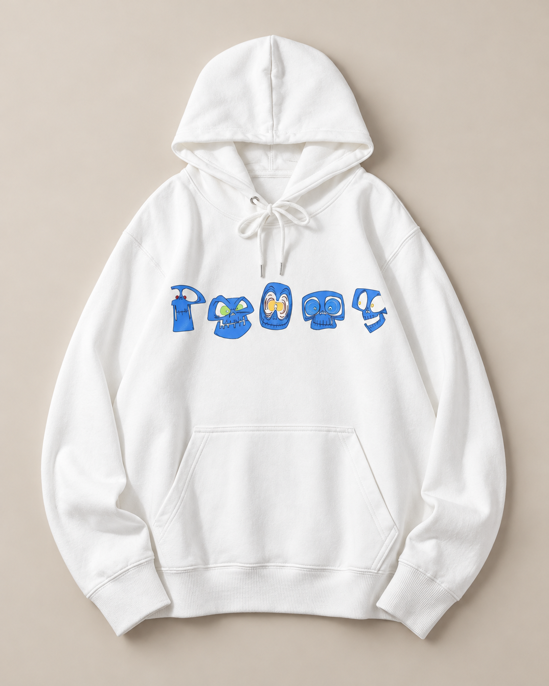 Halloween Horror Face Graphic Hoodie, Spooky Monster Print Pullover Hooded Sweatshirt for Men Women, Fall Casual Streetwear