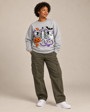 Unisex Halloween Skeleton Pumpkin Ghost Graphic Crewneck Sweatshirt