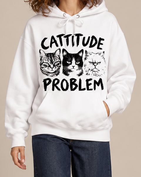 Catitude Problem Cat Goth Halloween Hoodie