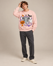 Unisex Halloween Skeleton Pumpkin Ghost Graphic Crewneck Sweatshirt