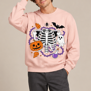Unisex Halloween Skeleton Pumpkin Ghost Graphic Crewneck Sweatshirt