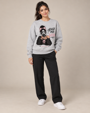 Excuse Me Btch Ghostface Girl Halloween Crewneck Sweatshirt, Scream Movie Graphic Pullover, Unisex Pink Spooky Fall Top