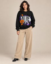 Unisex Halloween Skeleton Pumpkin Ghost Graphic Crewneck Sweatshirt
