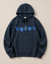 Halloween Horror Face Graphic Hoodie, Spooky Monster Print Pullover Hooded Sweatshirt for Men Women, Fall Casual Streetwear