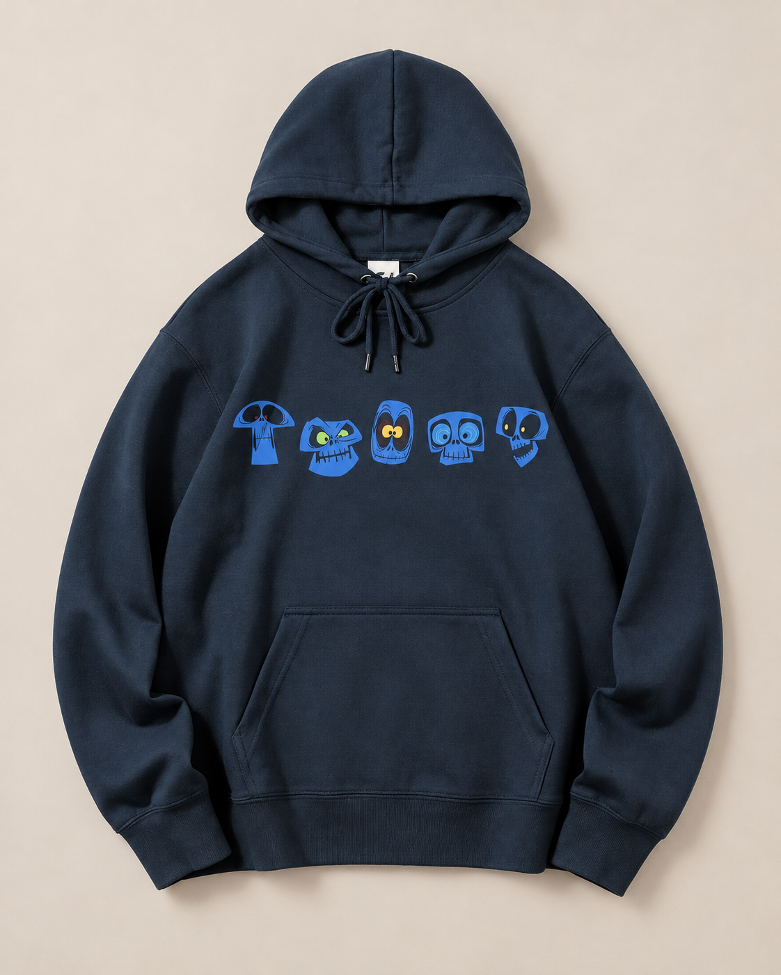Halloween Horror Face Graphic Hoodie, Spooky Monster Print Pullover Hooded Sweatshirt for Men Women, Fall Casual Streetwear