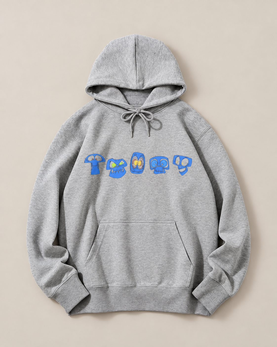 Halloween Horror Face Graphic Hoodie, Spooky Monster Print Pullover Hooded Sweatshirt for Men Women, Fall Casual Streetwear