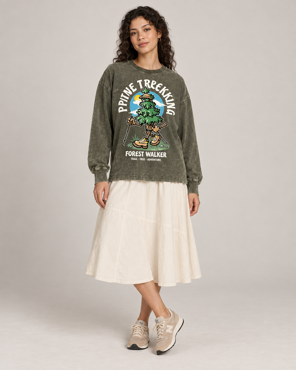Pine Trekking Forest Walker Graphic Pullover Sweatshirt